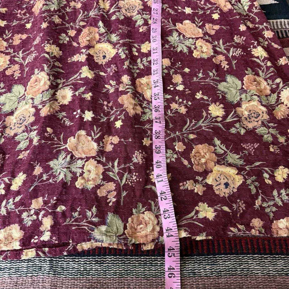 Vintage April Cornell Tapestry Midi Dress Sz S Burgundy Prairie Cottagecore Boho